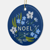 WEIHNACHTEN Familienname Blaue Blume Keramik Ornament (Links)