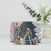 Weihnachten, Familienseher am Baum Feiertagspostkarte (Stehend Vorderseite)