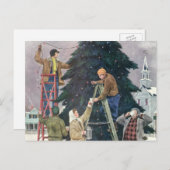 Weihnachten, Familienseher am Baum Feiertagspostkarte (Vorne/Hinten)