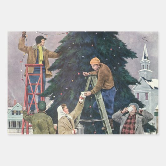 Weihnachten, Familienseher am Baum Geschenkpapier Set (Vorderseite 2)