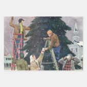 Weihnachten, Familienseher am Baum Geschenkpapier Set (Vorderseite)