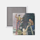 Weihnachten, Familienseher am Baum Magnet (Vorderseite/Rückseite)