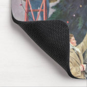 Weihnachten, Familienseher am Baum Mousepad (Ecke)