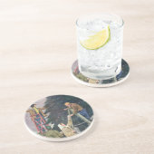 Weihnachten, Familienseher am Baum Sandstein Untersetzer (Seite)