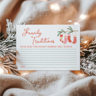 Weihnachten, Familientraditionen Spiel, Babyparty Begleitkarte