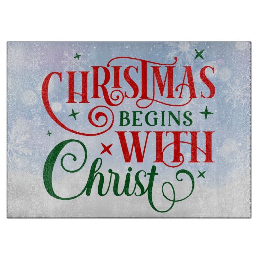 Weihnachten fängt mit Christi-Schneidebrett an Schneidebrett (Vorderseite)