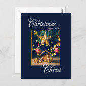Weihnachten fängt mit Christus Krippe an Postkarte (Vorne/Hinten)