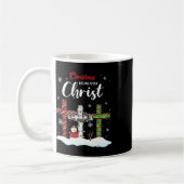 Weihnachten fängt mit Christus Snowman Christliche Kaffeetasse (Links)