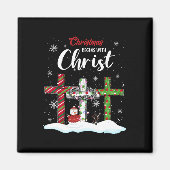 Weihnachten fängt mit Christus Snowman Christliche Magnet (Vorne)