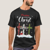 Weihnachten fängt mit Christus Snowman Christliche T-Shirt (Vorderseite)
