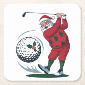 Weihnachten Fantasy Golf spielen Rechteckiger Pappuntersetzer (Vorderseite)