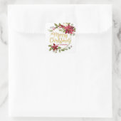 Weihnachten Farbe Poinsettia Gold Rot Weiß Quadratischer Aufkleber (Tasche)