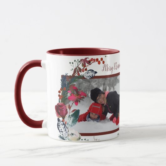 Weihnachten Farbe Rot Grün Blumen Ihre Fotos Tasse (Links)