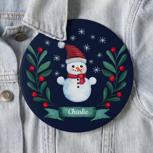 Weihnachten Farbe Snowman Custom Navy Blau Button (Beispiel)