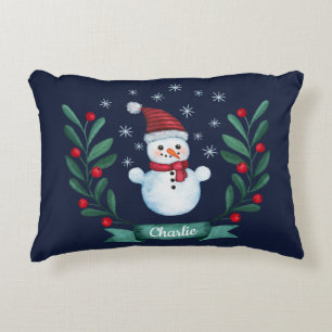 Weihnachten Farbe Snowman Custom Navy Blau Dekokissen