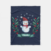Weihnachten Farbe Snowman Custom Navy Blau Fleecedecke (Vorderseite)