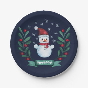 Weihnachten Farbe Snowman Custom Navy Blau Pappteller