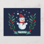 Weihnachten Farbe Snowman Custom Navy Blau Postkarte (Vorderseite)