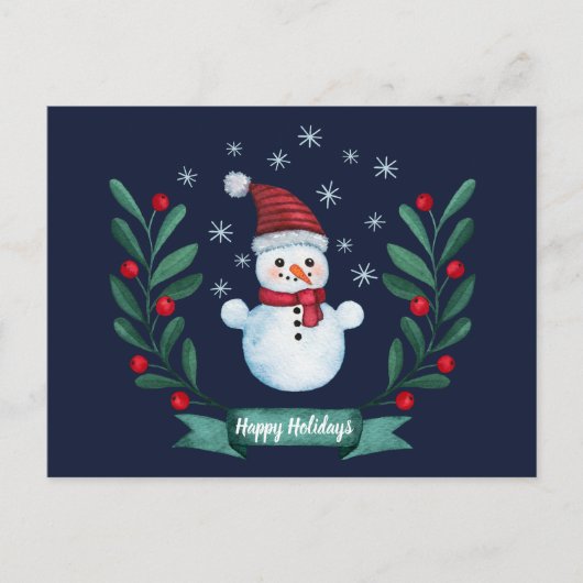 Weihnachten Farbe Snowman Custom Navy Blau Postkarte (Vorderseite)
