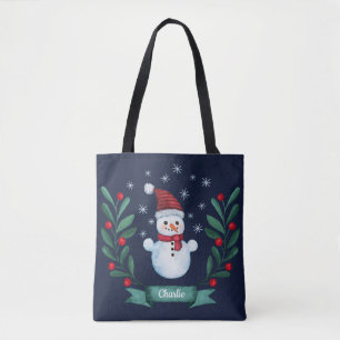 Weihnachten Farbe Snowman Custom Navy Blau Tasche
