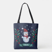 Weihnachten Farbe Snowman Custom Navy Blau Tasche (Rückseite)