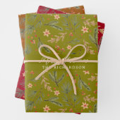 Weihnachten Farbenfrohe minimale botanische floral Geschenkpapier Set (Beispiel)