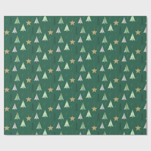 Weihnachten Farbenfrohe Pine Tree Wasserfarbenes M Geschenkpapier (Flach)