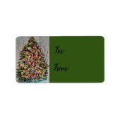 Weihnachten farbiger Baum. Adressaufkleber (Vorne)