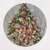 Weihnachten farbiger Baum. Etiketten (Design 2)