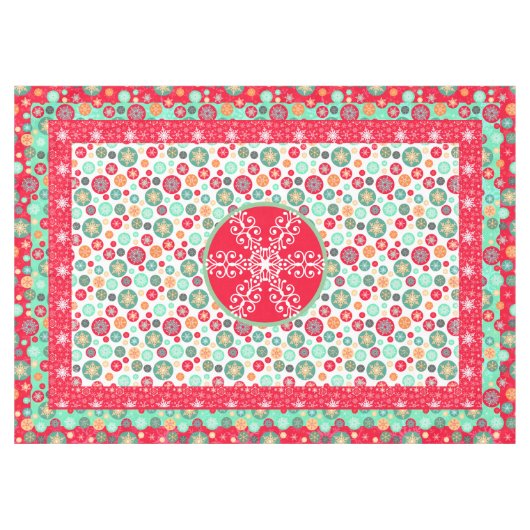 Weihnachten färbt Retro Deko-Schneeflocken Tischdecke (Vorderseite (Horizontal))