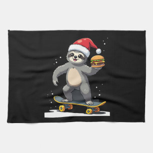 WEIHNACHTEN FAULTIER Lustiges Weihnachten Skateboa Geschirrtuch