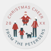 Weihnachten Feier Stadtname Santa Claus Runder Aufkleber (Vorderseite)