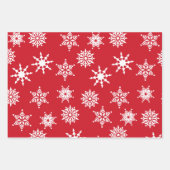 Weihnachten Feierliche Rote und Weiße Schneeflocke Geschenkpapier Set (Vorderseite 3)