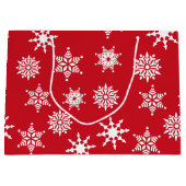 Weihnachten Feierliche Rote und Weiße Schneeflocke Große Geschenktüte (Vorderseite)