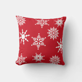 Weihnachten Feierliche Rote und Weiße Schneeflocke Kissen