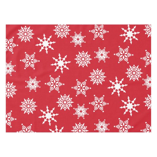 Weihnachten Feierliche Rote und Weiße Schneeflocke Tischdecke (Vorderseite (Horizontal))