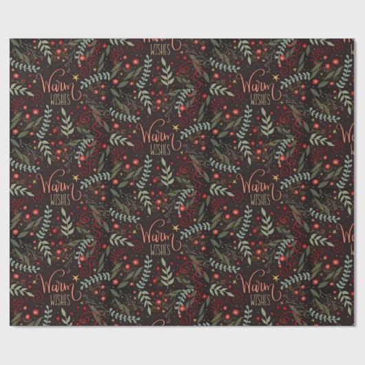 Weihnachten Feierliche Wärme wünscht florale Inspi Geschenkpapier (Flach)