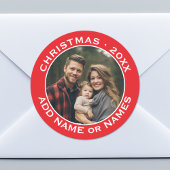 Weihnachten feiern - Foto und Text rot Runder Aufkleber