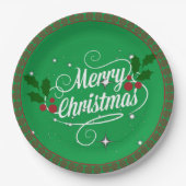 Weihnachten feiern, grün feiern pappteller (Vorderseite)