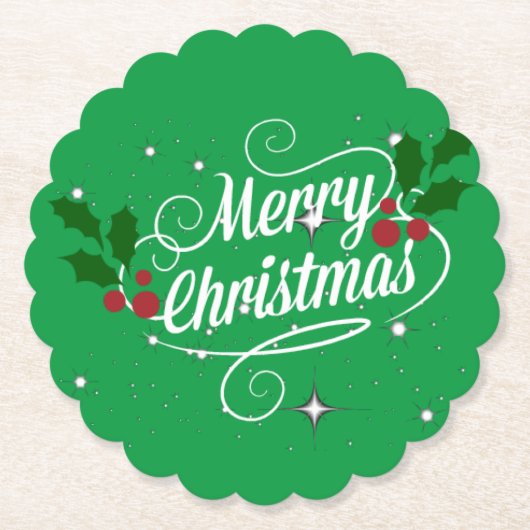 Weihnachten feiern, grün feiern untersetzer (Vorderseite)