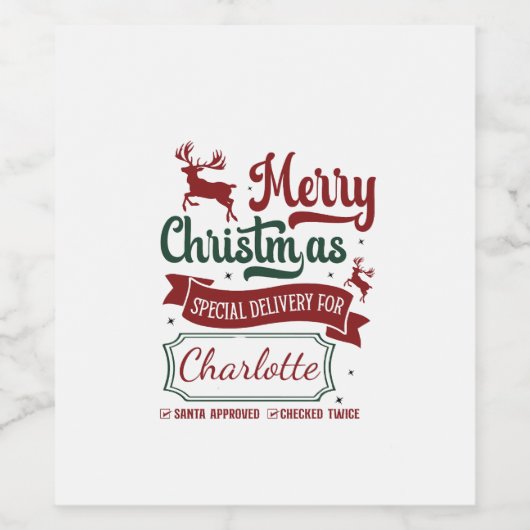 Weihnachten feiert den Urlaub! Weinetikett (Einzelnes Label)