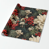 Weihnachten/Feiertag Kühne Blume, Berries & Blätte Geschenkpapier (Ungerollt)