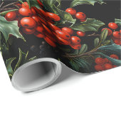 Weihnachten/Feiertag Lebende rote Berries & Blätte Geschenkpapier (Rolleneckpunkt)