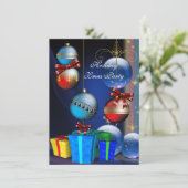 Weihnachten Feiertag Party Red Blue Geschenke Box Einladung (Stehend Vorderseite)