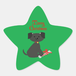Weihnachten-/Feiertagsaufkleber für Hunde Stern-Aufkleber