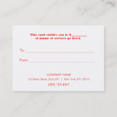 Weihnachten-/Feiertagsgeschenk Rabattkarte (Rückseite)