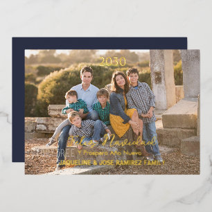 Weihnachten Feliz Navidad Spanische Familienfoto G Folien Feiertagskarte