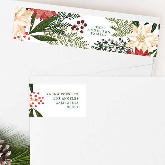 Weihnachten Fest Wasserfarbenflora Rücksendeadress