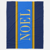 WEIHNACHTEN Festive Bright Blue Golden Brown Navy  Fleecedecke (Vorderseite)