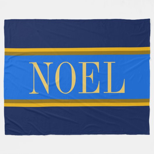 WEIHNACHTEN Festive Bright Blue Golden Brown Navy  Fleecedecke (Vorderseite (Horizontal))